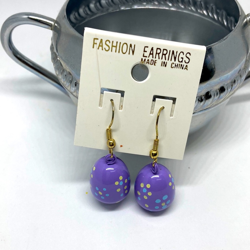 Lilac Colorful Polkadot Bell Earrings